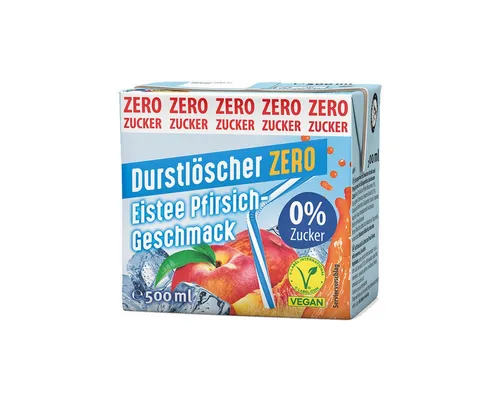DURSTLOESCHER Softgetränk, Durstlöscher Eistee Pfirsich Zero intensiver Geschmack 500ml