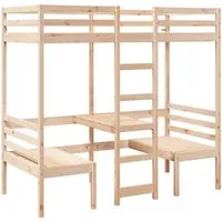 vidaXL Hochbett mit Schreibtisch & Stühlen 80x200 cm aus Kiefernholz - Klassisches Hochbett mit integriertem Schreibtisch und Stühlen, ideal für kleine Räume. Robustes Kiefernholz sorgt für Stabilität und Langlebigkeit.