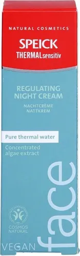 Speick Thermal sensitiv Nachtcreme 50 ml - Nachtpflege mit konzentriertem Algen-Extrakt zur Regulierung der Hautbalance. Spendet intensive Feuchtigkeit und schützt die Haut mit Bio-Aloe Vera, Bio-Shea-Butter und natürlichem Lichtschutz.