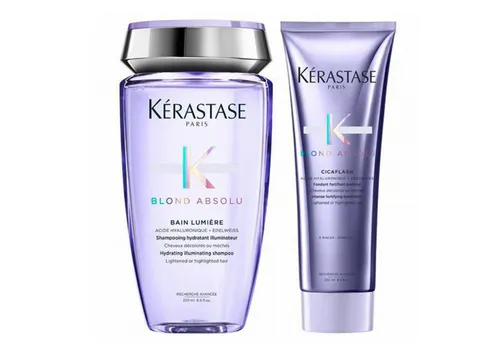 Kérastase Haarpflege-Set Blond Absolu 2-tlg. Shampoo & Conditioner - Professionelle Salonpflege für alle Haartypen. Das Set enthält ein feuchtigkeitsspendendes Shampoo und einen nährenden Conditioner für strahlendes Haar. Ideal für die tägliche Anwendung.