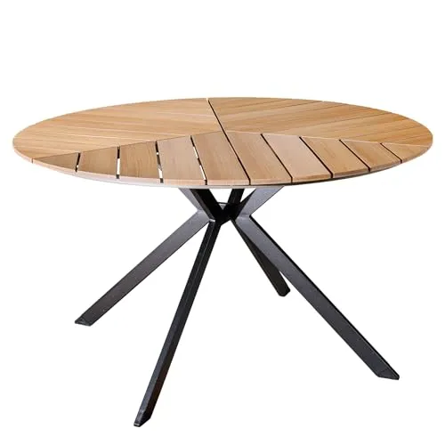 riess-ambiente Gartentisch DESIGNO 120cm - runder Outdoor-Küchentisch für 4 Personen - Tische für den Garten, wetterfest und mit witterungsbeständiger Tischplatte aus WPC im Holz-Design für modernen Stil und lange Haltbarkeit.