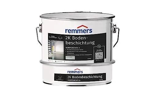 Remmers 2K Bodenbeschichtung, lichtgrau, seidenglänzend, 5 kg - Betonfarben, leistungsstarke Bodenversiegelung für stark beanspruchte Flächen, ideal für Werkstätten und Büroräume, mit hervorragender Haftung und modernen Gestaltungsmöglichkeiten.