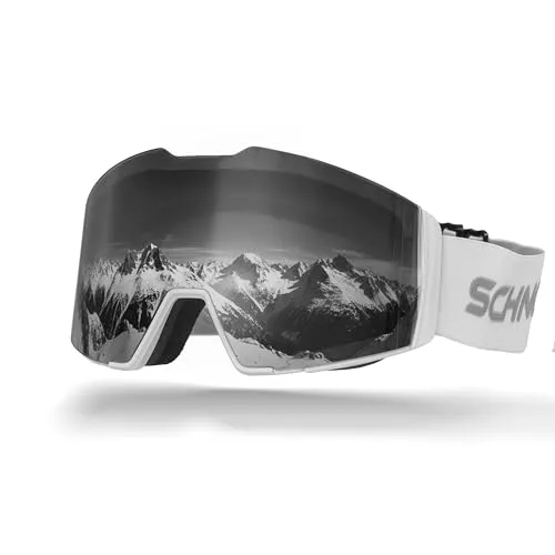 SCHNORR Skibrille Edge Silber S3/S4 | Full REVO, Anti-Fog, UV400, 45 mm Band Skibrille Männer, Ski Brille Frauen, Snowboardbrille, schlechtes Wetter, Schibrille, Skiing Goggles