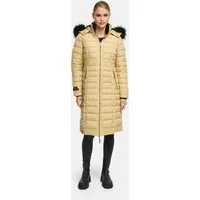 Navahoo Damen Winterjacke Umay – Lange Steppjacke mit Abnehmbarer Kapuze & Kunstfell - Die lange Winterjacke Umay von Navahoo bietet nicht nur Wärme, sondern auch Stil. Mit wasserabweisendem Material und einem abnehmbaren Kunstfellkragen ist sie ideal für kalte Tage. Perfekt geschnitten für einen modernen Look.