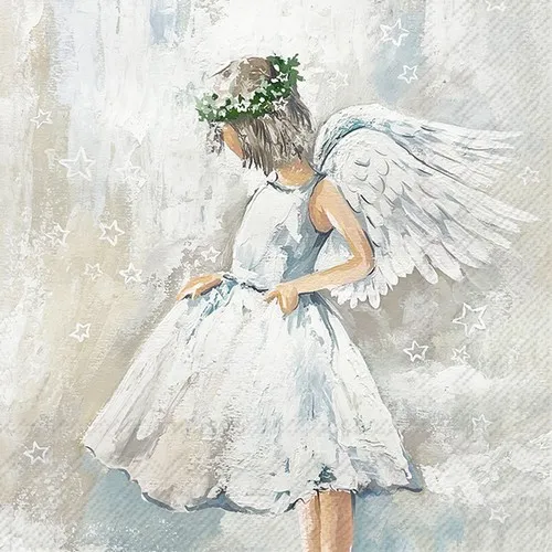 Servietten My Angel Reiner ruhiger Engel Weihnachten Blumenkranz Deko 33x33cm 20