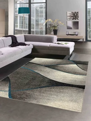 Carpetia Teppich Teppich Wohnzimmer modern in grau anthrazit blau - pflegeleicht, rechteckig, Höhe: 8 mm