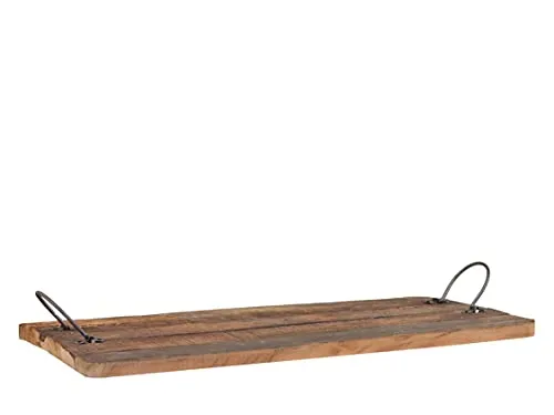 Chic Antique Tablett GRIMAUD mit Henkel 30x59 cm - Serviertablett aus recyceltem Holz mit robusten Metallgriffen, ideal für stilvolle Anlässe und als dekoratives Element in jedem Zuhause.