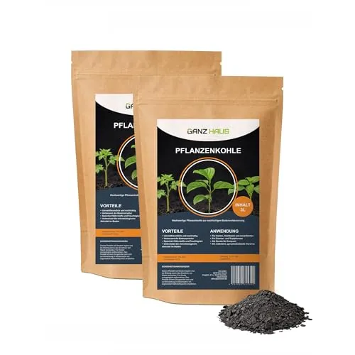 GanzHaus Pflanzenkohle Bodenaktivator Kompostbeschleuniger Wurzelaktivator - Biochar Holzkohlepulver | Aktivkohle Pulver für Pflanzen Gemüse Obst Hochbeet | Compost Bokashi Ferment (6 L)