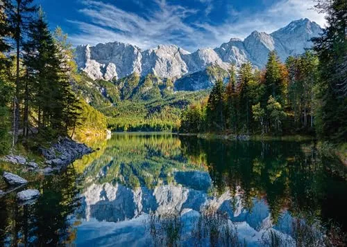 Ravensburger Puzzle Eibsee mit Wettersteingebirge und Zugspitze, 1000 Puzzleteile, Made in Germany