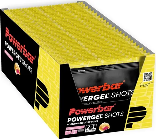 PowerBar PowerGel Shots Raspberry, 24 x 60 g - Energieriegel & Getränke, praktische Gel-Shots für schnelle Energiezufuhr beim Sport, ideal für Ausdauertraining und Wettkämpfe.