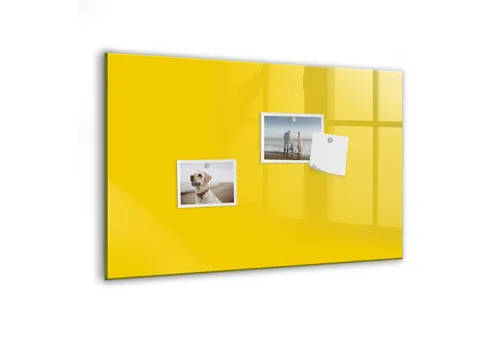 Tulup Magnettafel, Gelb, 60x40 cm – Elegante Magnettafel für Zuhause & Büro - Vielseitige Magnettafel aus gehärtetem Glas für Notizen, Fotos und Erinnerungen. Inklusive 5 starken Neodym-Magneten und Marker. Ideal zur Organisation und Verschönerung Ihres Raumes!