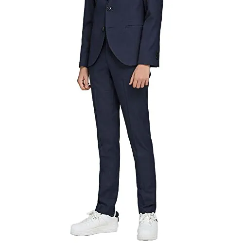 JACK & JONES Jungen jprsolaris broek jr Hose, Dark Navy, 152 EU - Hosen für Jungen im klassischen Stil, aus hochwertigem Woll-Mix, Slim-Fit mit Reißverschluss und Gürtelschlaufen für eine perfekte Passform.