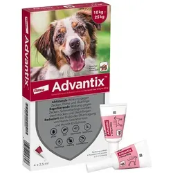 Advantix Spot-on Hund 10-25 kg - Effektiver Schutz vor Parasiten - Tiergesundheit: Schützt Hunde vor Zecken, Flöhen und Mücken mit wasserbeständiger Wirkung, ideal für Reisen in Mittelmeerregionen.