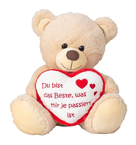 Lifestyle & More Teddybär Kuschelbär mit Herz und Aufschrift 30 cm groß Plüschbär Kuscheltier samtig weich