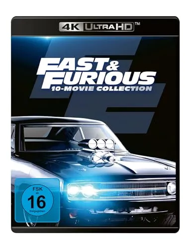 Fast & Furious - 10-Movie-Collection [4K Ultra HD] - Actionreiche Filmreihe in 4K Ultra HD, perfekt für Fans von rasanten Verfolgungsjagden und spektakulären Stunts.