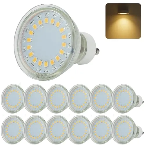 Sweet Led 12x LED Lampe 230V 5W LED-Leuchtmittel Deckenleuchte rund aus Glas mit Keramiksockel Glühlampe geeignet für GU10 Fassungen - 3000K warmweiß