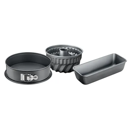 Original Kaiser La Forme Backformen Backset 3-tlg, mit Springform (Flachboden), Gugelhupf Backform, Kastenform, Kuchenform antihaftbeschichtet, auslaufsicher