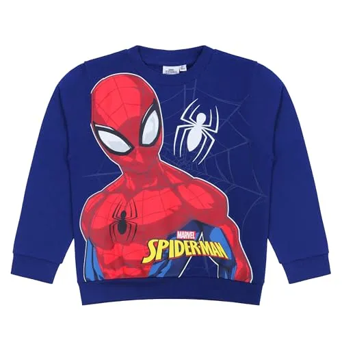 Spiderman Sweatshirt, Jungen Pullover, Marvel Avengers, Spidey, Spider-man, Baumwolle, Größe 98-140, blau, Shirt (DE/NL/SE/PL, Numerisch, 104, Regular, Blau)