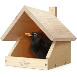 Amsel-Nistkasten – Wetterfester Nistplatz für Amseln - Vogelhäuser – Robuster Nistkasten mit offener Bauweise für Amseln und Halbhöhlenbrüter, bietet optimalen Schutz vor Fressfeinden und Wetter, ideal zur Förderung heimischer Vogelarten.