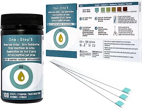 Stück One+Step Glukose Teststreifen I Blutzucker Schnelltest für zu Hause I Diabetes Test I Urin Teststreifen zur schnellen Blutzuckermessung I Blutzuckerteststreifen 100