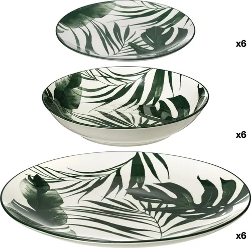 Geschirr-Set PALME, 18-teilig in grün von Secret de gourmet