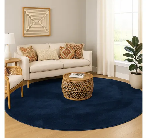 Pergamon Fellteppich Pearl, Dunkelblau, 120x120 cm - Der luxuriöse Kunstfellteppich Pearl begeistert durch seine weiche, flauschige Textur und verleiht jedem Raum eine gemütliche Atmosphäre. Ideal für Wohnzimmer und Schlafzimmer, sorgt er für ein stilvolles Ambiente. Schadstoffgeprüfte Qualität.