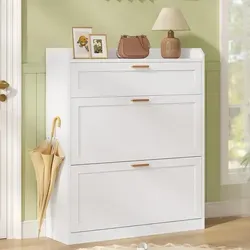 Schuhschrank mit 2 Klappen, 24 x 80 x 104 cm, Weiß - Weiß von KIMENICH