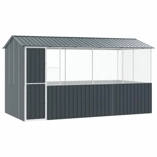 vidaXL Vogelkäfig Anthrazit 215x78x200 cm aus verzinktem Stahl - Stylischer Vogelkäfig aus robustem Stahl mit sicherem Ausbruchsschutz, ideal für Garten oder Veranda. Bietet deinen Vögeln viel Platz zum Erkunden und sorgt für ein modernes Ambiente.