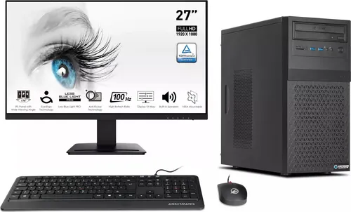 Ankermann Business Office Work Komplett Set - PC-Systeme mit Intel Core i5-12400F, 16GB DDR5 RAM und 1TB NVMe SSD für hohe Leistung im Büro. Inklusive Windows 11, WLAN, Bluetooth und 27 Zoll Monitor.