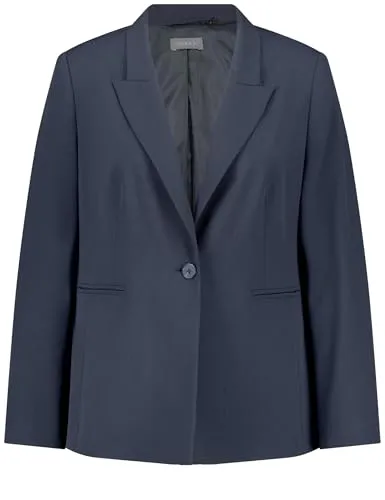 Samoon Damen Klassischer Blazer mit Paspeltaschen Langarm unifarben Dark Lake Blue 52