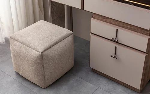 Xlmoebel Hocker Beiger Stoffhocker mit weicher Polsterung für vielseitige Nutzung (1 St., Hocker), Hergestellt in Europa