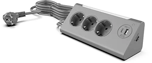 Northpoint 3-Fach Ecksteckdosenleiste mit Nachtlicht - Steckdosen & Zubehör - Praktische Ecksteckdosenleiste mit Dämmerungssensor und USB-C Anschluss für schnelles Laden, ideal für jeden Raum.