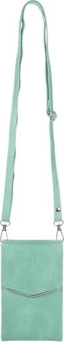 styleBREAKER Mini Umhängetasche mit V-Klappe und Metall Detail | kleine Handytasche zum Umhängen | elegante Crossbody Bag mit Kartenfächern für Damen, Farbe:Türkis