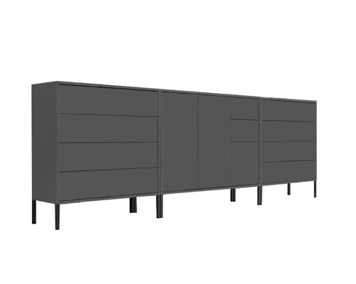 BMG Möbel Kommode Sideboard Mailand Set 8, Anthrazit, 3tlg. - Elegantes BMG Möbel Sideboard Mailand Set 8, grifflos mit Push-to-open-Funktion. Bietet viel Stauraum und pflegeleichte Oberflächen für Ihren modernen Wohnraum.