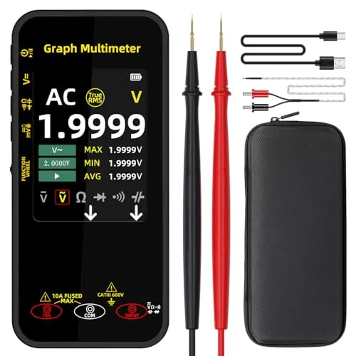 BSIDE S500 Digital Multimeter 20000 Counts Grafisches Multimeter TRMS 1000V 10A mit Auto-Rotate Farbdisplay, Taschenmultimeter für Strom Spannung Millivolt AC Peak Kapazität Temperatur Messen