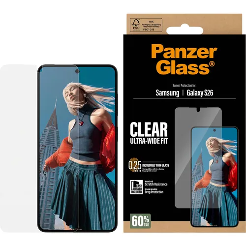 PanzerGlass Displayschutzglas für Samsung Galaxy S26 - Ultra-Wide Fit mit Aufbringhilfe - Hochwertiges Displayschutzglas für Samsung Galaxy S26, bietet perfekten Schutz und einfache Anbringung. Ideal für den täglichen Gebrauch.