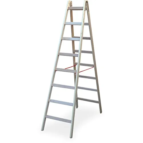 ZARGES Holz-Stehleiter 2 x 8 Sprossen Z300 - Leiter: ZARGES Holz-Stehleiter Z300, beidseitig nutzbar, ideal für Heimwerker mit einer Arbeitshöhe von 3,65 m – die umweltfreundliche Alternative zu Aluminium-Leitern.