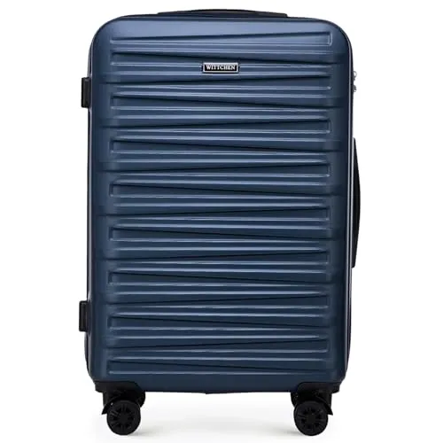 WITTCHEN Skyspeed Line Reisegepäck Medium Koffer Hartschalenkoffer ABS Rollkoffer Trolley Mittlerer Koffer Reisekoffer Kombinationsschloss Teleskopgriff Marineblau Lufthansa/Eurowings/Ryanair/Condor