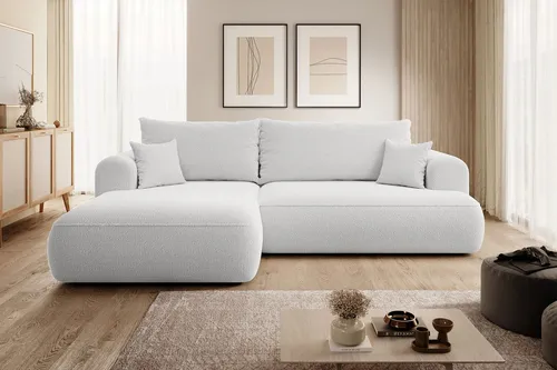 Selsey Ecksofa mit Schlaffunktion Ovo, grau - Stilvolles Ecksofa mit Schlaffunktion und Bettkasten, ideal für kleinen Raum und Gästeübernachtungen. Maße: B: 260 cm, H: 93 cm. In modernem Design und verschiedenen Farben erhältlich.