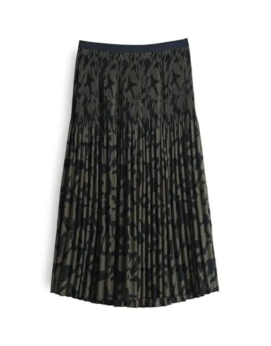 OPUS Damen Midirock | Midirock RIBANE Wildflower Plisseerock mit Allover Print Coal Blue, 40