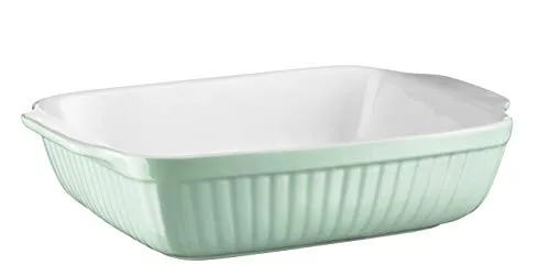 Mäser Auflaufform Kitchen Time Grün, 33 x 24 cm - Hochwertige Keramik Auflaufform, ideal für 4 Portionen, mit trendigem mintgrünen Retro-Look. Backofenfest bis 250°C, kratzfest und spülmaschinengeeignet – perfekt zum Servieren und Backen!