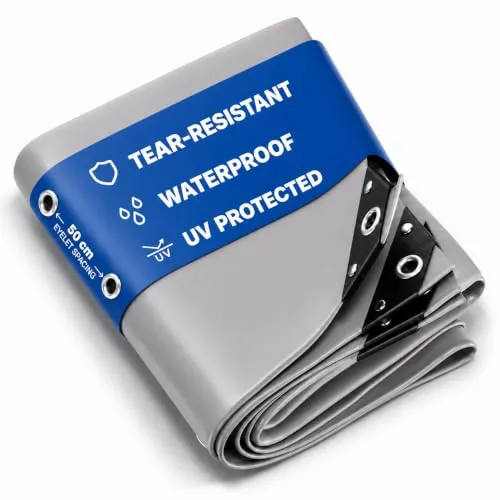 NEMAXX® Abdeckplane 450 g/m² 1,5×3 m Grau Alu-Ösen wasserdicht UV-fest