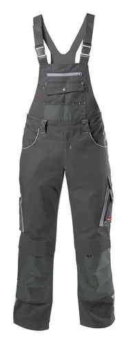 Fortis Herren-Latzhose twenty-four, dunkelgrau/schwarz, Größe 94 - Robuste Latzhose für Herren, ideal für Arbeit und Freizeit, mit praktischen Taschen und strapazierfähigem Material.
