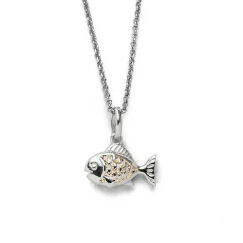 DUR Schmuck Kette FISCH Strandsand Silber 925/- rhodiniert 45cm - Elegante maritim inspirierte Halskette aus rhodiniertem Sterlingsilber. Mit einer Kettenlänge von 45 cm ist sie der perfekte Begleiter für jeden Anlass.
