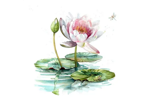 Servietten Papier 33x33cm 3-lagig 20 Stück - hochwertig & nachhaltig - Einweg Motivservietten Geburtstagservietten - Seerose im Teich Motiv Papierservietten für Party Alltag - Weiß Rosa Grün