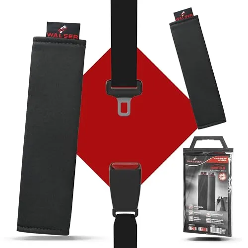Walser Auto-Gurtpolster Modulo, 2 Stück Gurtschoner-Auto, Polsterung für Sitzgurt, Sicherheitsgurt-Polster, Schulterpolster-Auto schwarz