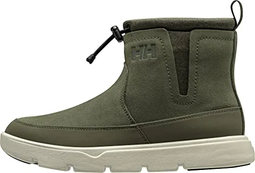 Helly Hansen W Adore Boot utility green / beluga (431) 7 - Wanderschuhe für Damen mit wasserdichtem Premium-Wildleder und Primaloft Eco-Isolierung für Wärme und Komfort. Ideal für Outdoor-Abenteuer und den Alltag, nachhaltig aus recycelten Materialien gefertigt.