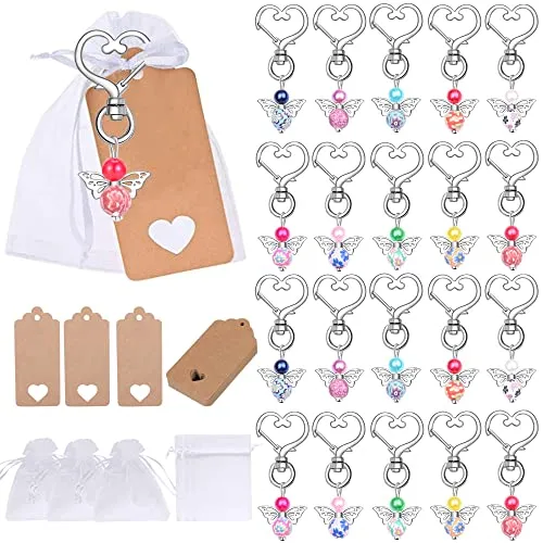 Dzsomt 30 Stück Engelanhänger Schutzengel Bastelset Engel Anhänger Hochzeit Taufe Anhänger Gastgeschenke Hochzeit Taufgeschenke Glücksbringer Anhänger Gastgeschenke mit Organza Säckchen Kraftpapier