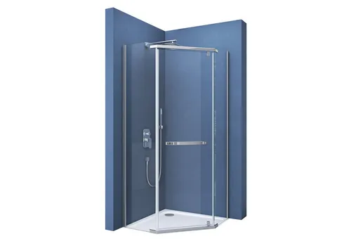 doporro Fünfeckdusche Fünfeckdusche Duschkabine Klarglas Easy-Clean-Beschichtung Rav08K, BxT: 80x80 cm, Einscheibensicherheitsglas