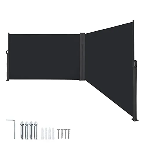 Aufun Seitenmarkise Ausziehbar 180 x 600 cm Doppel Sonnenschutz Anthrazit
